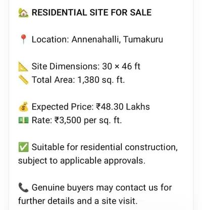 Residential Plot for sale in Tumkur